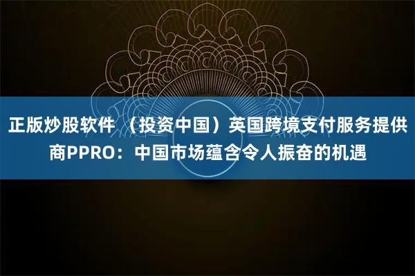 正版炒股软件 （投资中国）英国跨境支付服务提供商PPRO：中国市场蕴含令人振奋的机遇